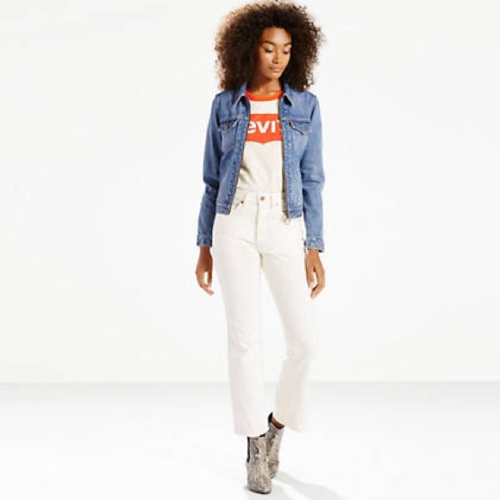Levi’s Orange Tab 517 Cropped Bootcut White Denim - Picture 3 of 6